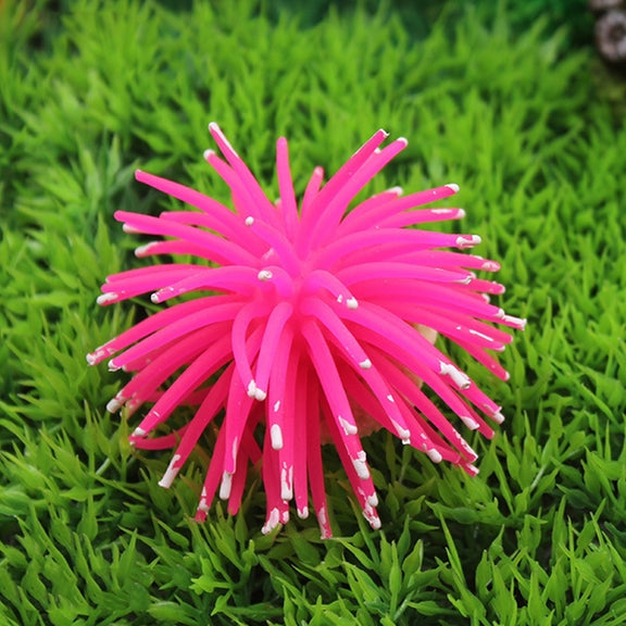 Aquarium Articles Decoration TPR Simulation Sea Urchin Ball Coral with Point, Size: M, Diameter: 10cm(Pink)
