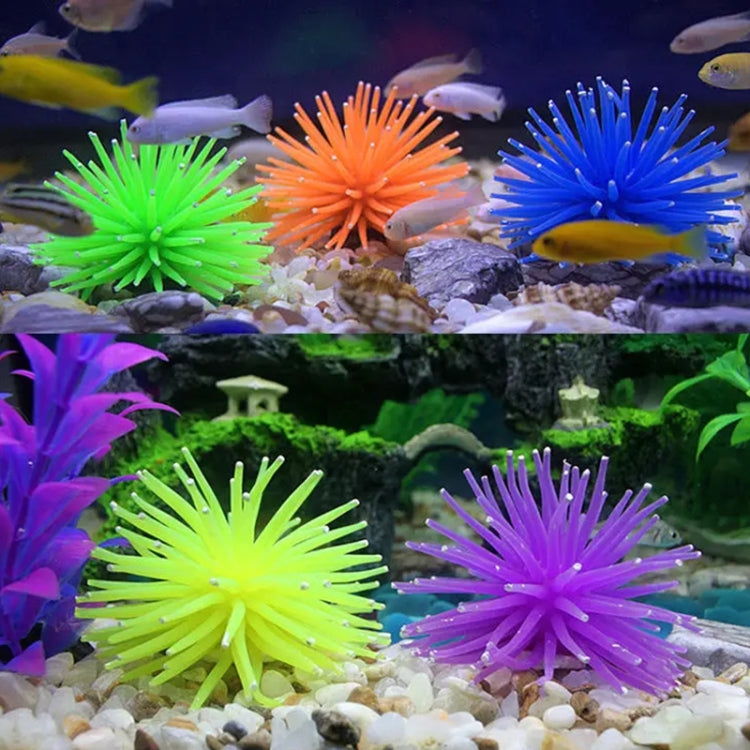 Aquarium Articles Decoration TPR Simulation Sea Urchin Ball Coral with Point, Size: M, Diameter: 10cm(Purple)