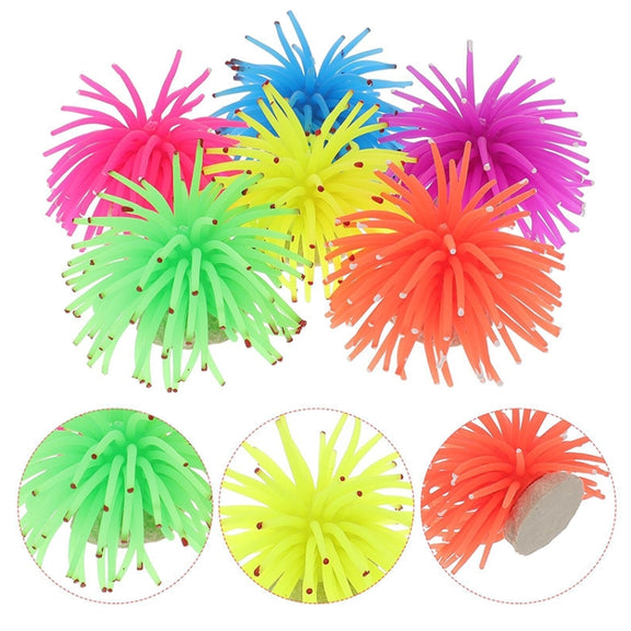 Aquarium Articles Decoration TPR Simulation Sea Urchin Ball Coral with Point, Size: L, Diameter: 13cm(Orange)