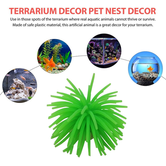 Aquarium Articles Decoration TPR Simulation Sea Urchin Ball Coral, Size: S, Diameter: 7cm(Yellow)