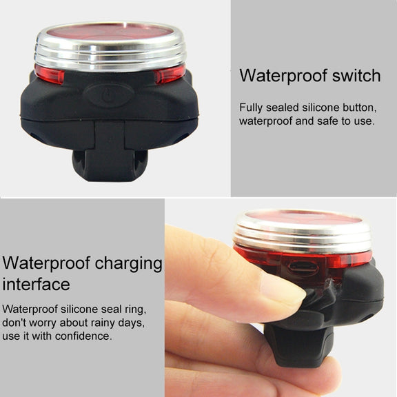 COB Lamp Bead 160LM USB Charging Four-speed Water-resistant Bicycle Headlight / Taillight Set,  Red Blue Light Dimming 650MA