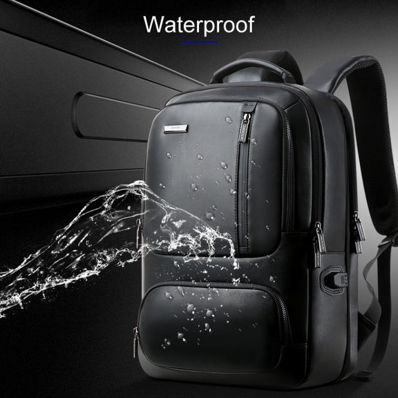 Bopai 851-023911 Top-grain Leather Business Breathable Anti-theft Man Backpack, Size: 28x18x42cm(Black)
