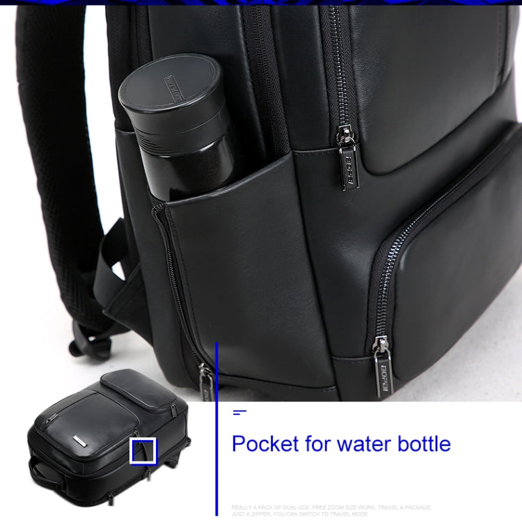 Bopai 851-023911 Top-grain Leather Business Breathable Anti-theft Man Backpack, Size: 28x18x42cm(Black)