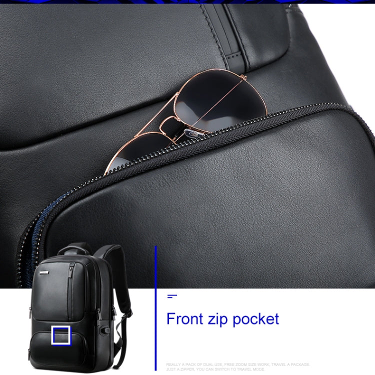 Bopai 851-024011 Top-grain Leather Business Breathable Anti-theft Man Backpack, Size: 28x18x42cm(Black)