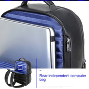Bopai 851-024011 Top-grain Leather Business Breathable Anti-theft Man Backpack, Size: 28x18x42cm(Black)