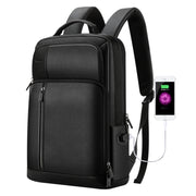 Bopai 851-036611 Large Capacity Top-grain leather Business Breathable Man Backpack, Size: 30x12x43cm(Black)