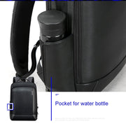 Bopai 851-036611 Large Capacity Top-grain leather Business Breathable Man Backpack, Size: 30x12x43cm(Black)