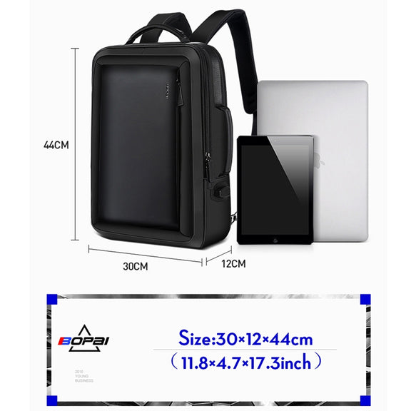 Bopai 751-006551 Large Capacity Business Casual Breathable Laptop Backpack with External USB Interface, Size: 30 x 12 x 44cm(Black)