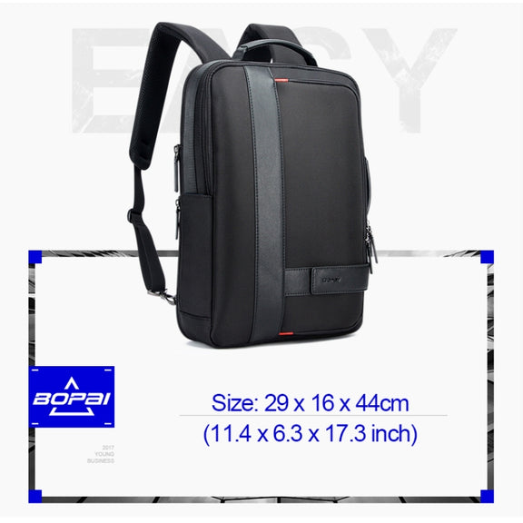 Bopai 751-006561 Large Capacity Business Casual Breathable Laptop Backpack with External USB Interface, Size: 29 x 16 x 44cm(Black)