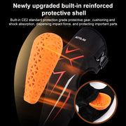 MOTOLSG 2 in 1 Knee Pads Motorcycle Bicycle Riding Warm Fleece Soft Protective Gear with CE Protector (Black Red)