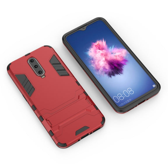 Shockproof PC + TPU  Case for OPPO R17 Pro, with Holder (Red)