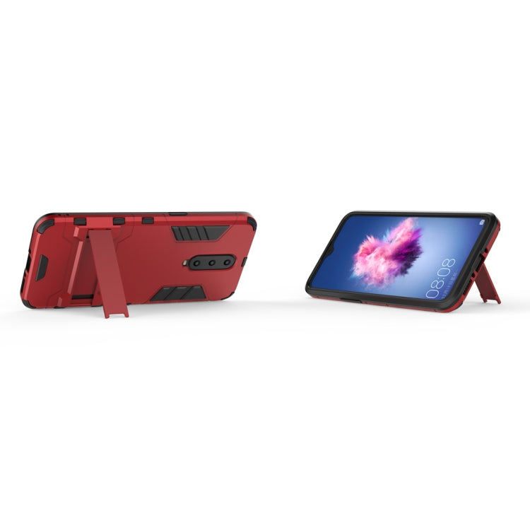 Shockproof PC + TPU  Case for OPPO R17 Pro, with Holder (Red)