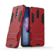Shockproof PC + TPU  Case for OPPO R17 Pro, with Holder (Red)