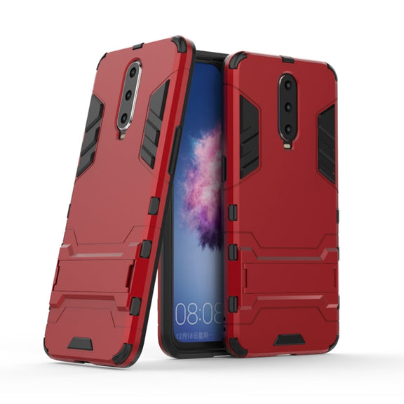 Shockproof PC + TPU  Case for OPPO R17 Pro, with Holder (Red)