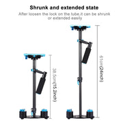 PULUZ 38.5-61cm Carbon Fibre Handheld Stabilizer for DSLR & DV Digital Video & Cameras, Load Range: 0.5-3kg(Blue)