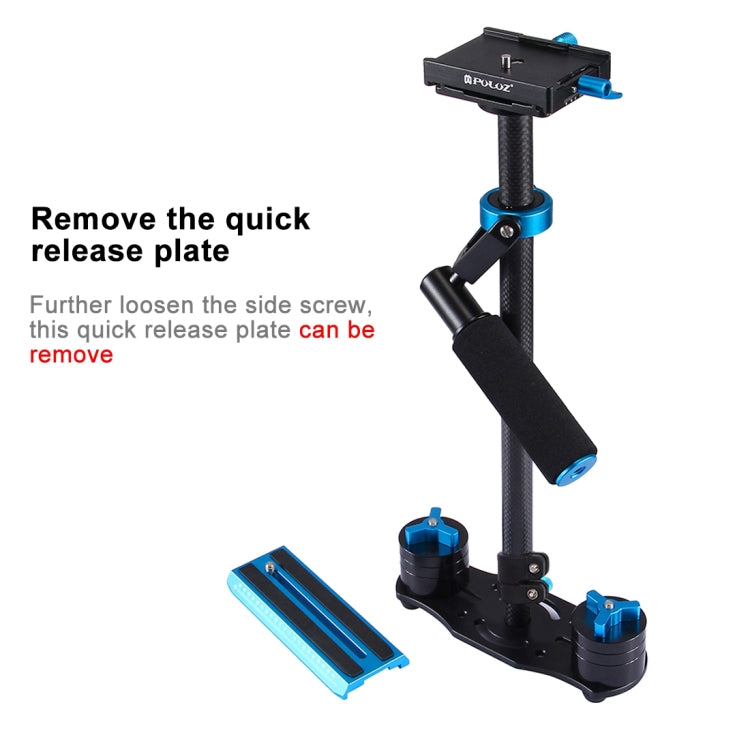PULUZ 38.5-61cm Carbon Fibre Handheld Stabilizer for DSLR & DV Digital Video & Cameras, Load Range: 0.5-3kg(Blue)