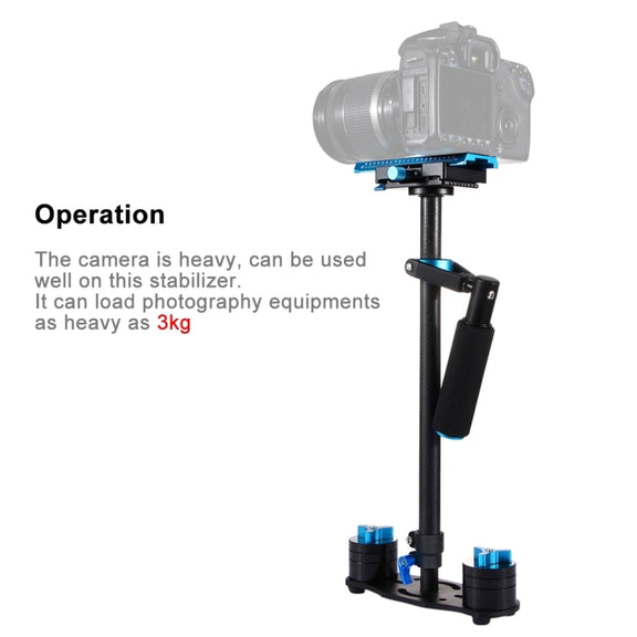 PULUZ 38.5-61cm Carbon Fibre Handheld Stabilizer for DSLR & DV Digital Video & Cameras, Load Range: 0.5-3kg(Blue)