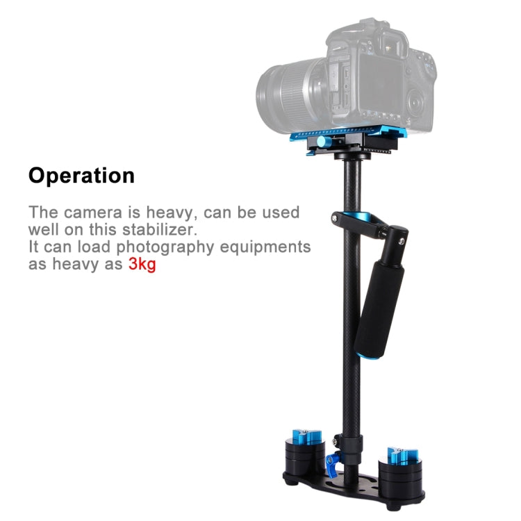 PULUZ 38.5-61cm Carbon Fibre Handheld Stabilizer for DSLR & DV Digital Video & Cameras, Load Range: 0.5-3kg(Blue)