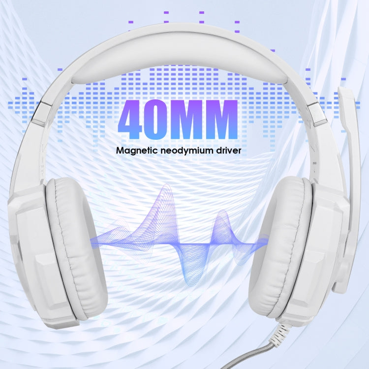 KOTION EACH G9000 3.5mm Gaming Headset with Microphone LED Light,Cable Length: About 2.2m(White)