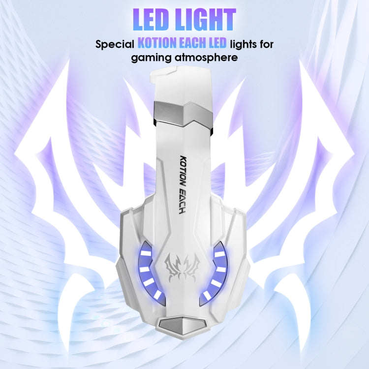 KOTION EACH G9000 3.5mm Gaming Headset with Microphone LED Light,Cable Length: About 2.2m(White)