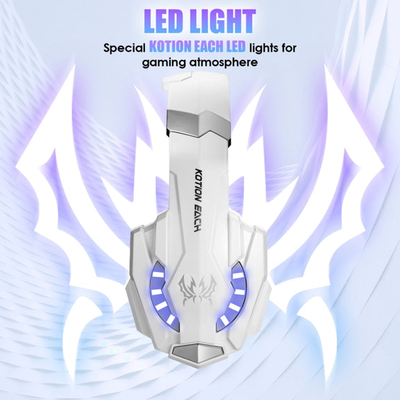 KOTION EACH G9000 3.5mm Gaming Headset with Microphone LED Light,Cable Length: About 2.2m(White)