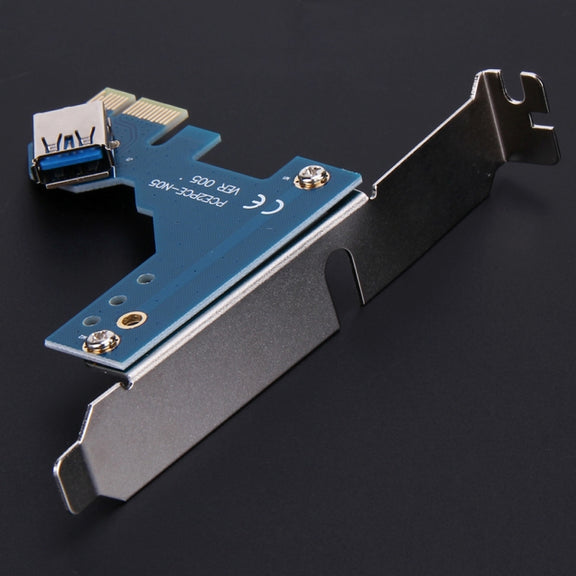 PCI-E 1 to 3 PCI Express 1 Slots Riser Card 3 PCI-E Slot Adapter PCI-E Port Multiplier Card with 60cm USB Cable(Blue)