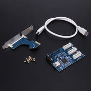 PCI-E 1 to 3 PCI Express 1 Slots Riser Card 3 PCI-E Slot Adapter PCI-E Port Multiplier Card with 60cm USB Cable(Blue)