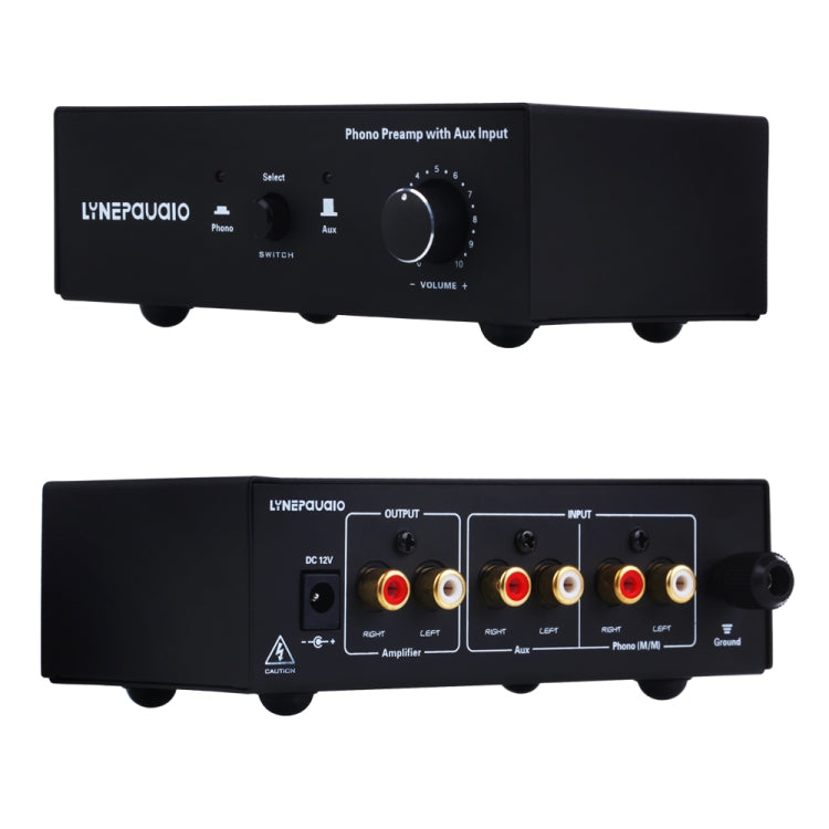 B855 LINEPAUDIO Phone Prephonograph Signal Amplifier with Auxiliary Input and Volume Control (Black)