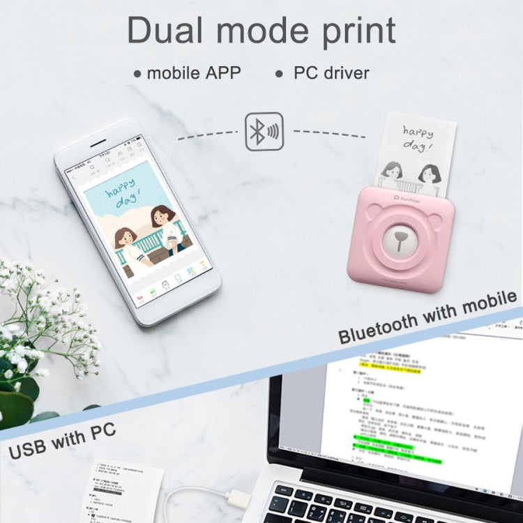 Peripage A6 Portable Inkless Pocket Thermal Bluetooth Printer(White)