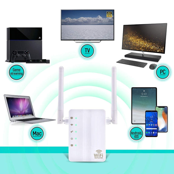 300Mbps Wireless-N Range Extender WiFi Repeater Signal Booster Network Router with 2 External Antenna, EU Plug(Black)