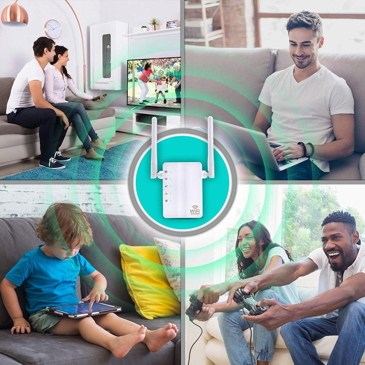 300Mbps Wireless-N Range Extender WiFi Repeater Signal Booster Network Router with 2 External Antenna, EU Plug(Black)