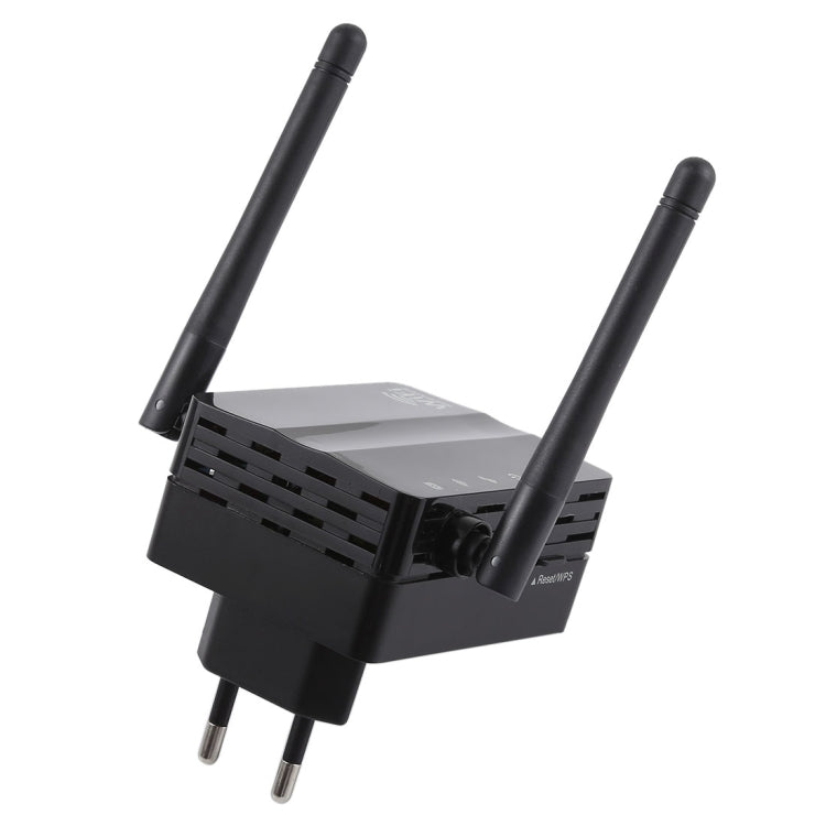 300Mbps Wireless-N Range Extender WiFi Repeater Signal Booster Network Router with 2 External Antenna, EU Plug(Black)