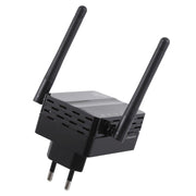 300Mbps Wireless-N Range Extender WiFi Repeater Signal Booster Network Router with 2 External Antenna, EU Plug(Black)