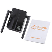 300Mbps Wireless-N Range Extender WiFi Repeater Signal Booster Network Router with 2 External Antenna, EU Plug(Black)