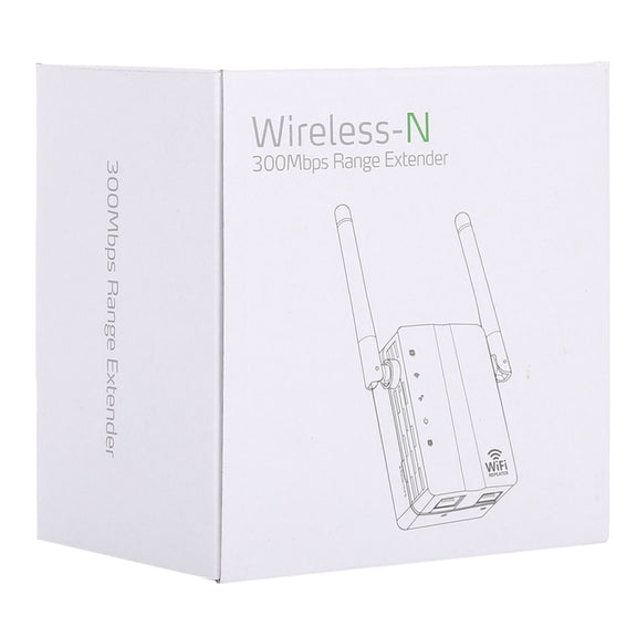 300Mbps Wireless-N Range Extender WiFi Repeater Signal Booster Network Router with 2 External Antenna, EU Plug(Black)