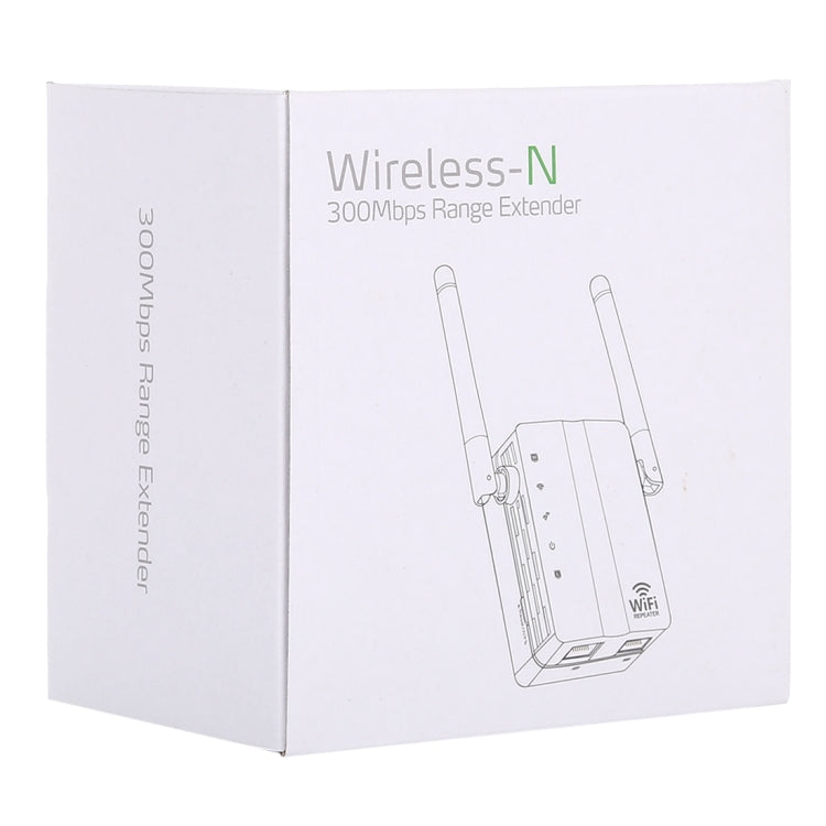 300Mbps Wireless-N Range Extender WiFi Repeater Signal Booster Network Router with 2 External Antenna, EU Plug(Black)