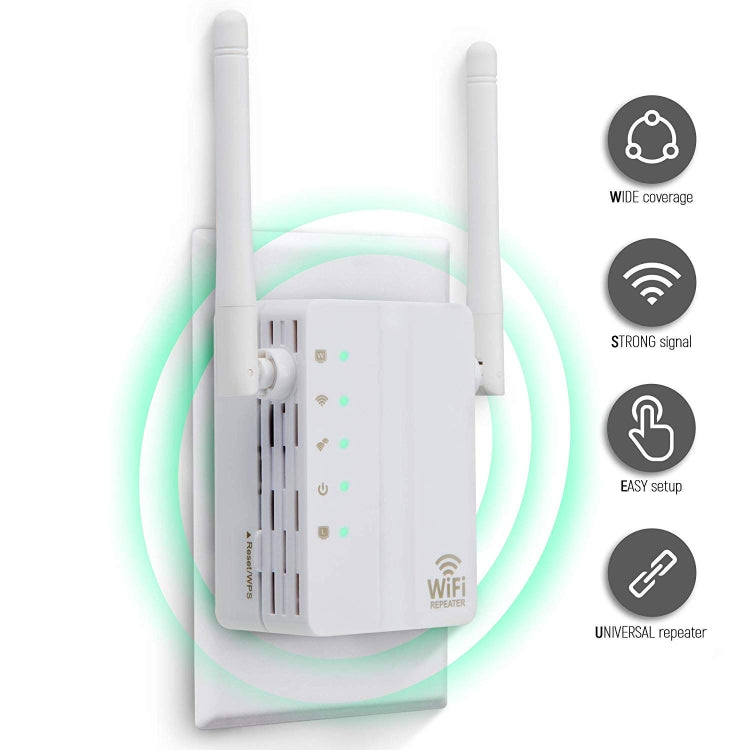300Mbps Wireless-N Range Extender WiFi Repeater Signal Booster Network Router with 2 External Antenna, EU Plug(Black)