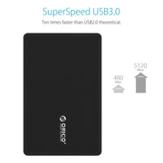 ORICO 2588US3 USB3.0 External Hard Disk Box Storage Case for 2.5 inch SATA HDD / SSD 9.5mm Laptop PC(Black)