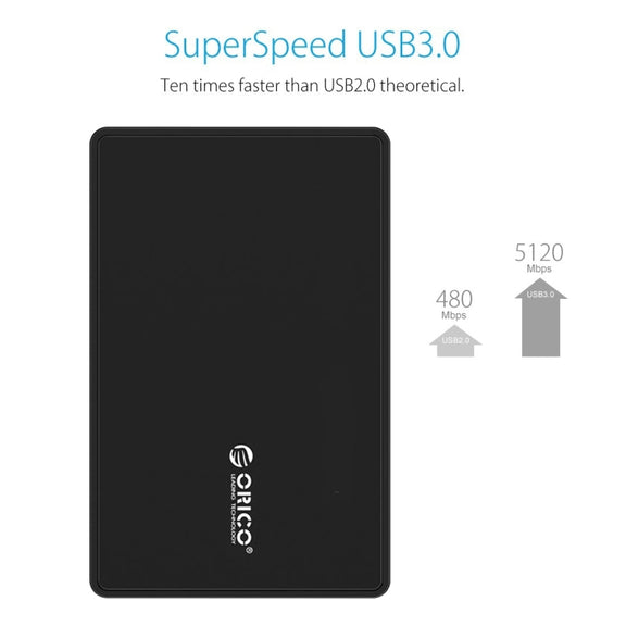 ORICO 2588US3 USB3.0 External Hard Disk Box Storage Case for 2.5 inch SATA HDD / SSD 9.5mm Laptop PC(Black)