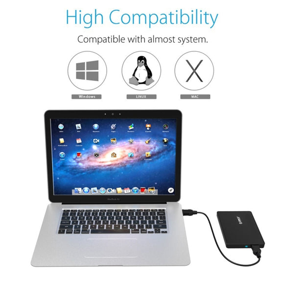 ORICO 2588US3 USB3.0 External Hard Disk Box Storage Case for 2.5 inch SATA HDD / SSD 9.5mm Laptop PC(Black)