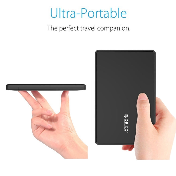 ORICO 2588US3 USB3.0 External Hard Disk Box Storage Case for 2.5 inch SATA HDD / SSD 9.5mm Laptop PC(Black)