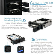 ORICO 1106SS CD-ROM Space HDD Mobile Rack Internal 3.5 inch HDD Convertor Enclosure(Black)