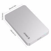 ORICO 2569S3 USB3.0 Micro-B External Hard Disk Box Storage Case for 9.5mm 2.5 inch SATA HDD / SSD(Silver)
