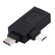 USB-C / Type-C Male + Micro USB Male to USB 2.0 Female Adapter(Black)