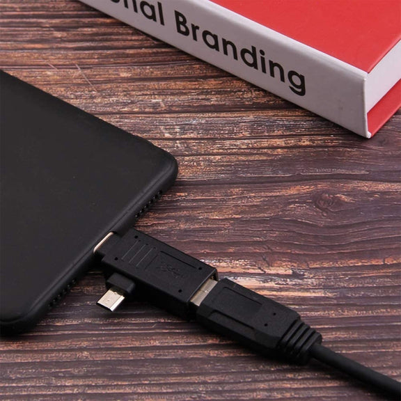 USB-C / Type-C Male + Micro USB Male to USB 2.0 Female Adapter(Black)