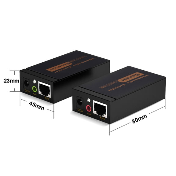 VGA & Audio Extender 1920x1440 HD 100m Cat5e / 6-568B Network Cable Sender Receiver Adapter, EU Plug(Black)