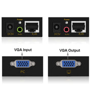 VGA & Audio Extender 1920x1440 HD 100m Cat5e / 6-568B Network Cable Sender Receiver Adapter, EU Plug(Black)