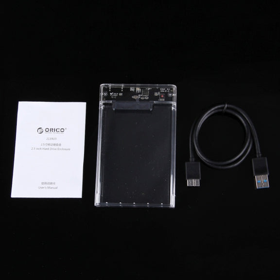 ORICO 2139U3-CR USB3.0 Transparent External Hard Disk Box Storage Case for 9.5mm 2.5 inch SATA HDD / SSD