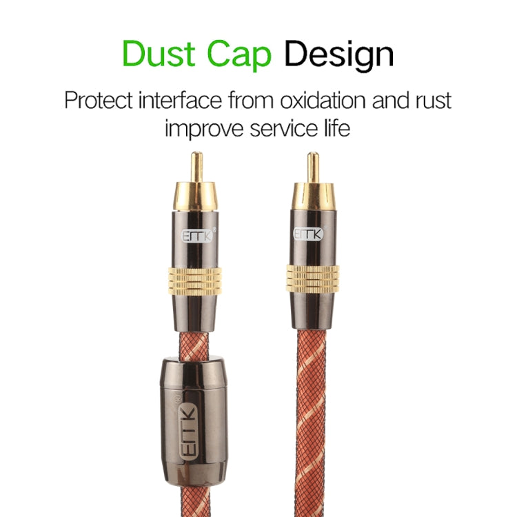 EMK TZ/A 8m OD8.0mm Gold Plated Metal Head RCA to RCA Plug Digital Coaxial Interconnect Cable Audio / Video RCA Cable