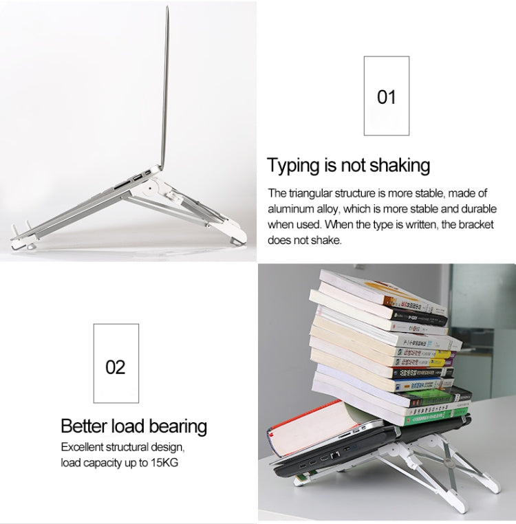 Aluminum Alloy Laptop Height Extender Holder Stand Folding Portable Computer Heat Dissipation Bracket, Size: 24.5x3.3x2.8cm(Black)